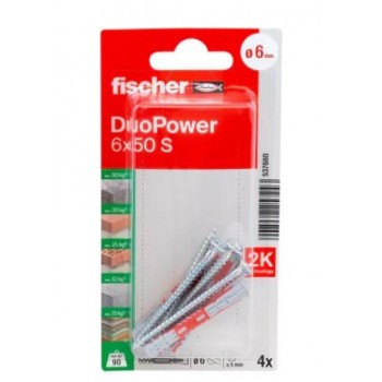 FISCHER - DUOPOWER 6X50 S NYLON PLUG WITH SCREW IN BLISTER - 537660 FISCHER - DUOPOWER 6X50 S NYLON PLUG WITH SCREW IN BLISTER - 537660