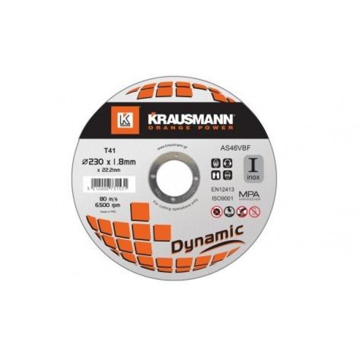 KRAUSMANN DYNAMIC - STAINLESS STEEL CUTTING DISC - 230X1.8mm - 57397 - (5PCS-10%) KRAUSMANN DYNAMIC - STAINLESS STEEL CUTTING DISC - 230X1.8mm - 57397 - (5PCS-10%)