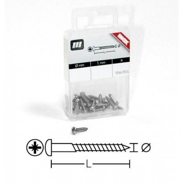 NOVO PANEL SCREWS INOX A2 DIN 7505A - 4X40 - 25 PIECES - 2770080 NOVO PANEL SCREWS INOX A2 DIN 7505A - 4X40 - 25 PIECES - 2770080