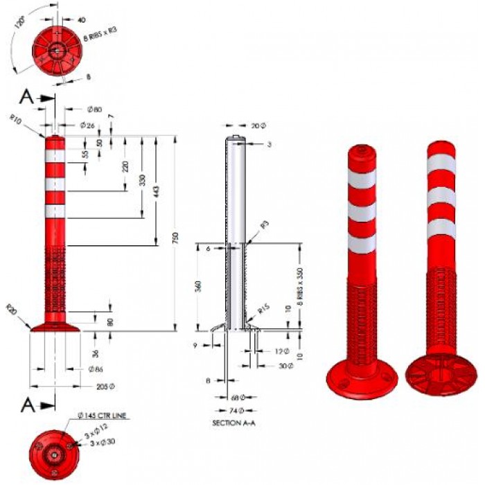 DOORADO - COLUMN FLEXIBLE 80cm - PARK-DH-FP-80-PU-M DOORADO - COLUMN FLEXIBLE 80cm - PARK-DH-FP-80-PU-M