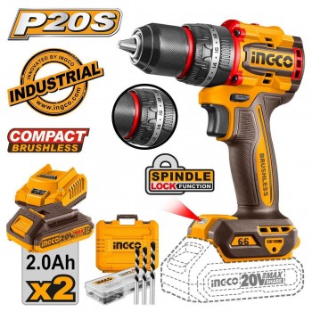 Ingco Brushless Cordless Impact Drill 20V 2x2Ah Ingco Brushless Cordless Impact Drill 20V 2x2Ah