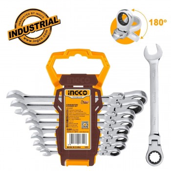 Ingco Ratchet Wrenches 8-19mm Set of 8 Pcs. Hkspar1083 6925582145977 Ingco Ratchet Wrenches 8-19mm Set of 8 Pcs. Hkspar1083 6925582145977