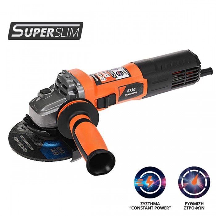 KRAUSMANN 8730 ΓΩΝΙΚΑΚΟΣ ΤΡΟΧΟΣ ΡΥΘΜ. SLIM BODY 125mm / 1020W - 73977 KRAUSMANN 8730 ΓΩΝΙΚΑΚΟΣ ΤΡΟΧΟΣ ΡΥΘΜ. SLIM BODY 125mm / 1020W - 73977