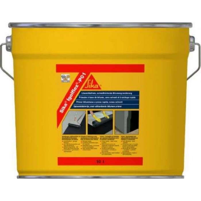 Sika Igolflex P-01 S bituminous varnish solvent for mounting bituminous membranes, black container 18kg-496712