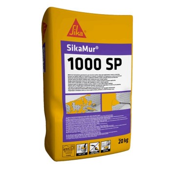 SikaMur-1000 SP Ετοιμο κονίαμα υψηλής διαπνοής για αποκατάσταση τοιχοποιιών με υγρασία,Γκρι Ανοιχτό Σακί 20kg - 185054