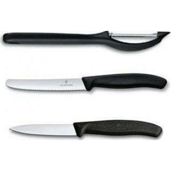 Victorinox - Kitchen Knives and Peeler Set Swiss Classic 3pc Black - 6.7113.31