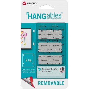 VELCRO - 30125 Hangables Strips White Wall Stickers 19mm x 44mm 8pcs - 030125062