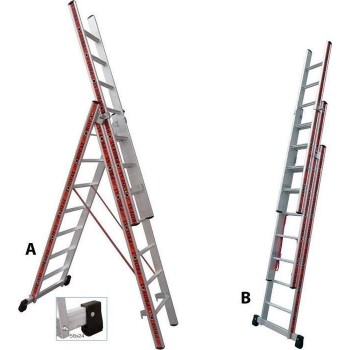 Aluminum Ladder Folding three pcs. 3x14 steps with Profal 800314 traverse Aluminum Ladder Folding three pcs. 3x14 steps with Profal 800314 traverse