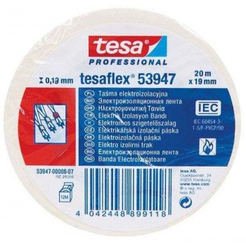 Ταινία Ηλεκτρικής Μόνωσης PVC Λευκή 20m x 19mm Tesa Tesaflex 53947