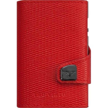 TRU VIRTU Click and Slide Wallet (Rhombus Coral Red) Hi-Tech leather wallet with inside aluminum case with theft protection-2410