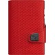 TRU VIRTU Click &amp; Slide Wallet (Rhombus Coral Red) Hi-Tech Δερμάτινο πορτοφόλι με εσωτερική θήκη αλουμινίου με προστασία κλο