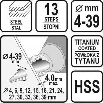 STHOR - Drill Conical With Gradient / Pine Cone 4mm - 39mm - 22613 STHOR - Drill Conical With Gradient / Pine Cone 4mm - 39mm - 22613