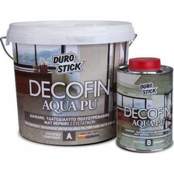 Durostick - Polyurethane Matt Varnish 2 Ingredients (A+B) Decofin Aqua PU 2.445kg + 0.555kg Transparent - DURDECOF